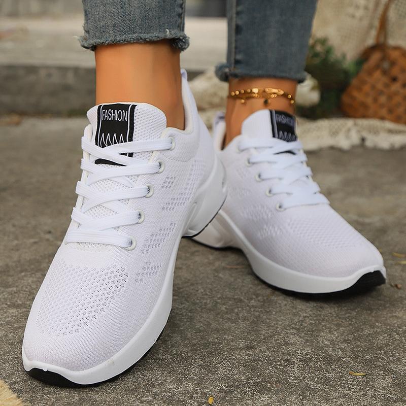 Breathable Mesh Running Shoes for Women Fashion Air Cushion Platform Sneakers Woman Lightweight Black White Casual Sports Shoes
