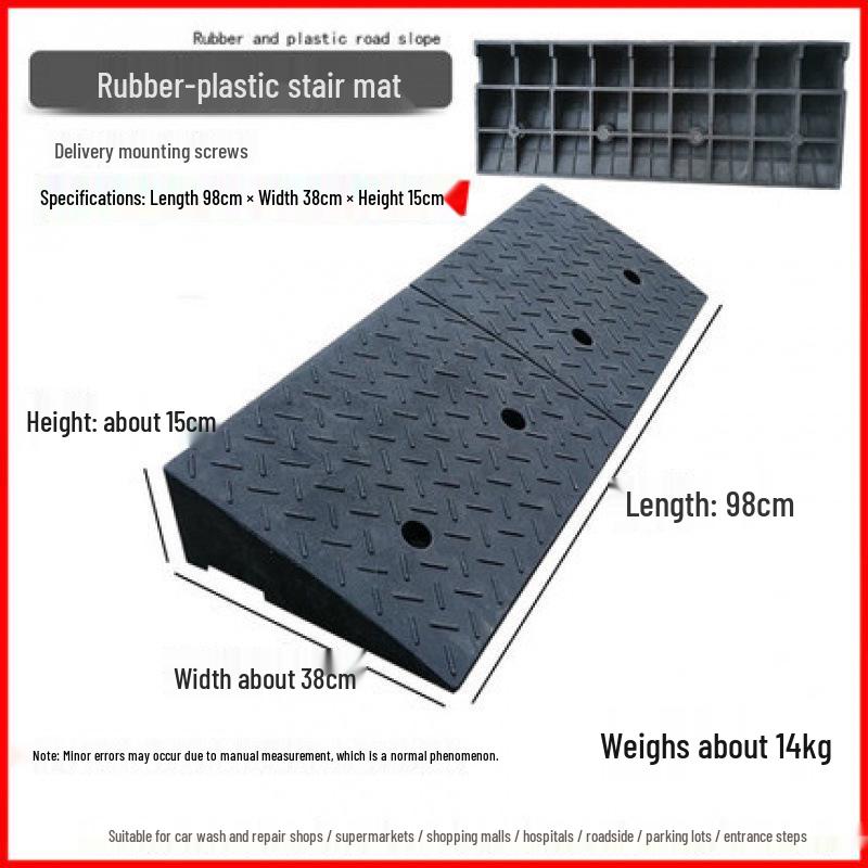 Rubber-Plastic Car Ramp: Slope Mat, Curb Edge, Uphill Climb, Triangle Speed Bump