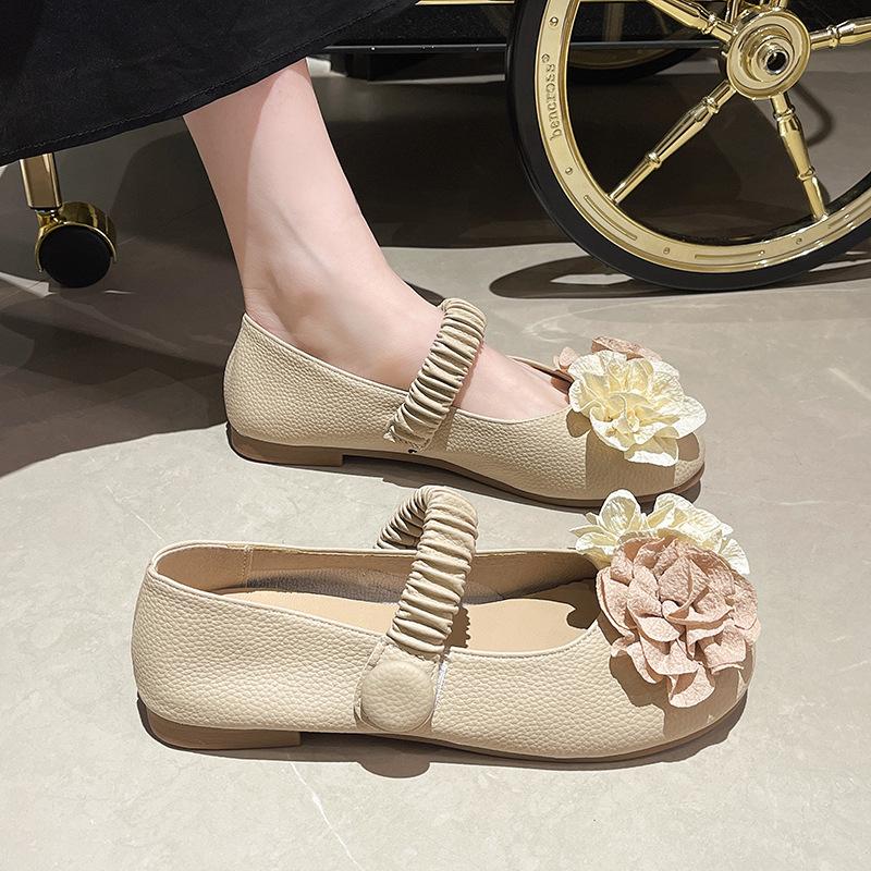 Rundkopf Französisch mit Rock flachsohlige Einzelschuhe Damen 2025 neu Frühling und Herbst Retro kleiner duftender Wind flacher Mund Mary Jane Damenschuh