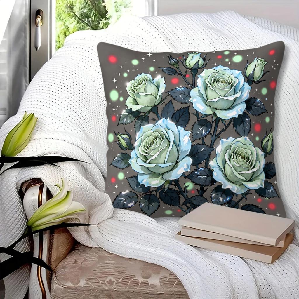 Sparkling Red Rose Print Throw Pillow Cushion Accent Pillow cm includes pillow core for home sofa decor