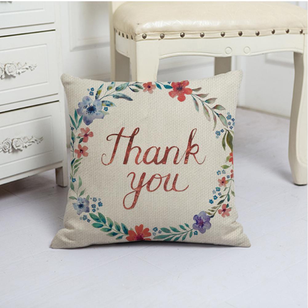 White Pumpkin Thanksgiving Garland Flax Pillow Case European and American Fashion Home