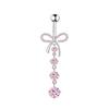 1PCS Pink Crown Belly Button Rings Jewelry Stainless Steel Heart Navel Piercing Barbell Crystal Cute Belly Rings For Women Girls