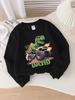 David'S Dinosaur Monster Truck Adventure Sweatshirt for Girls Features A Crew Neck Design, Perfect for Autumn and Winter.