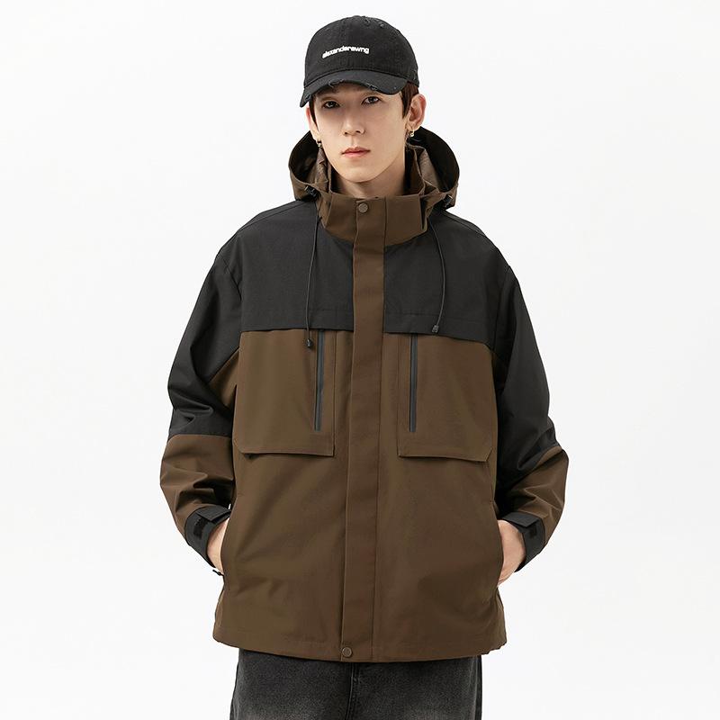 Giacca con cappuccio da uomo primavera e autunno nuova tendenza giacca con cappuccio ampia e versatile montagna outdoor antivento cappotto da coppia