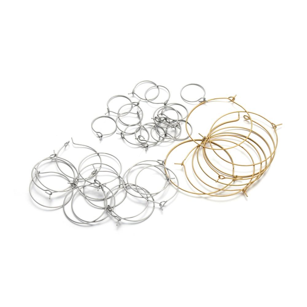 20pcs/lot Gold Stainless Steel Big Circle Wire Hoops Loop Earrings High Quality for DIY Dangle Earring Jewelry Making Supplies
