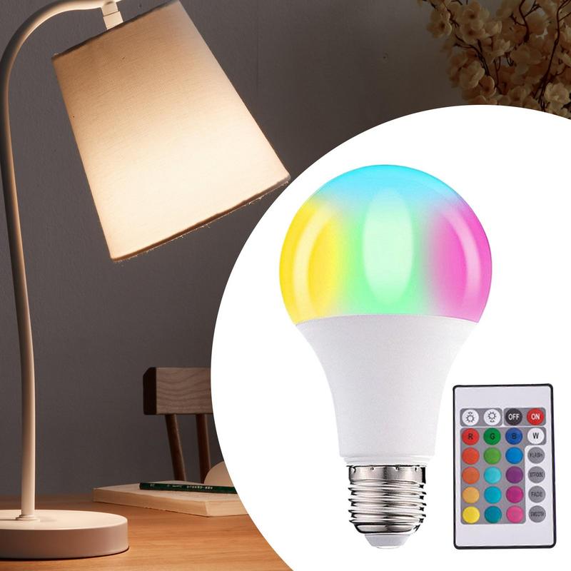 RGB Light Bulbs Household Lighting Dimmable 24 Key Remote Control Smart Lamp 16 Colors RGB Bulb LED Bulbs Atmosphere Light