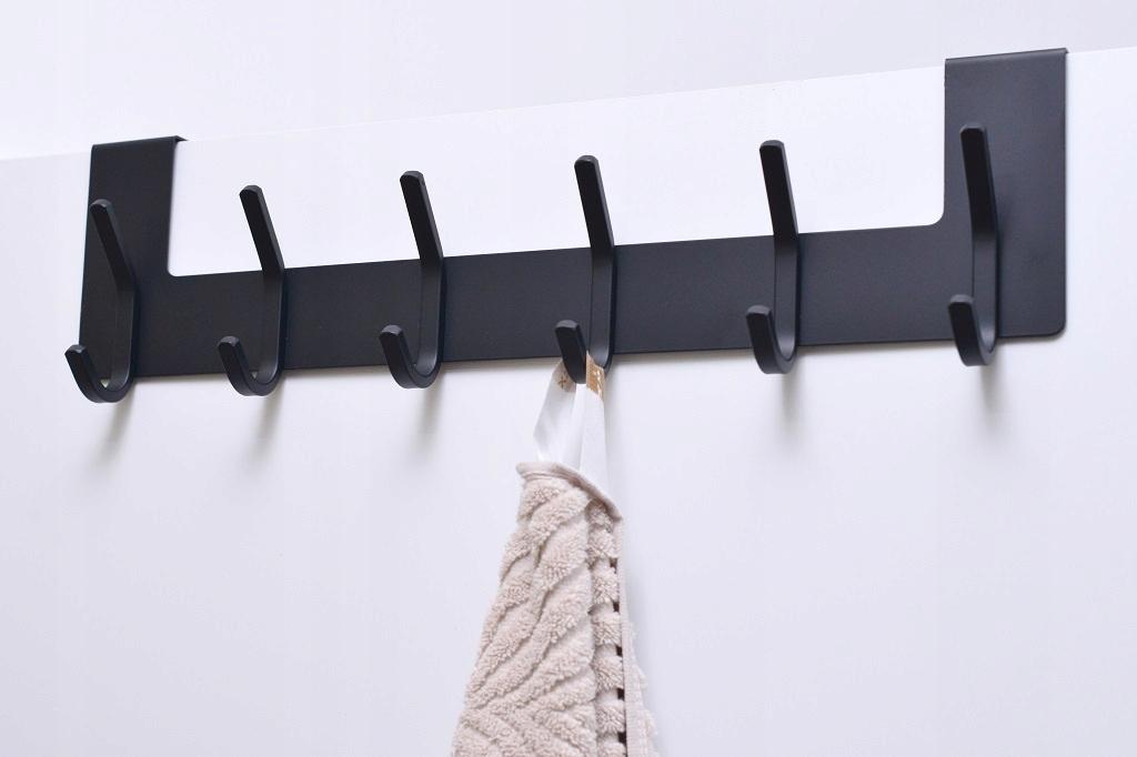 Hanger Hook for Clothes Towels 12 Hook Positions for Doors Black