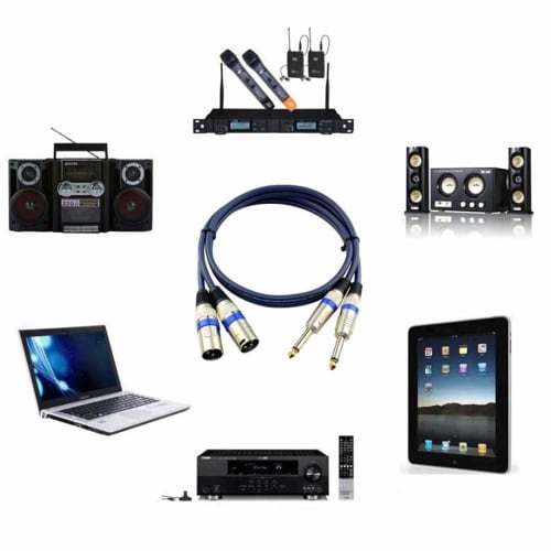 Canon Conversion Cable, Microphone Cable, 2 Mono Phones to 2 XLRs, XLR to Phone Male-Male, Canon XLR XLR Connector, 3-Pin (1m)