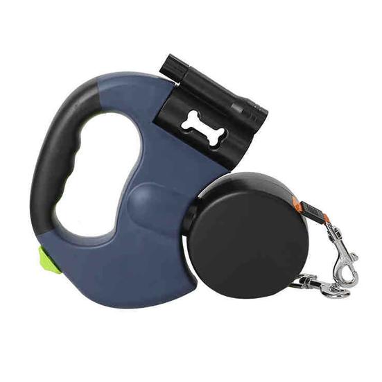Podwójna smycz automatyczna dla psa, wytrzymała, z podwójną głowicą, obracana o 360 stopni i ze światłem LED dla psów małych, średnich i dużych