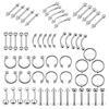 60 Stück Unisex Edelstahl Lippen Nagel Augenbrauen Stecker Nasenring Piercing Mischset