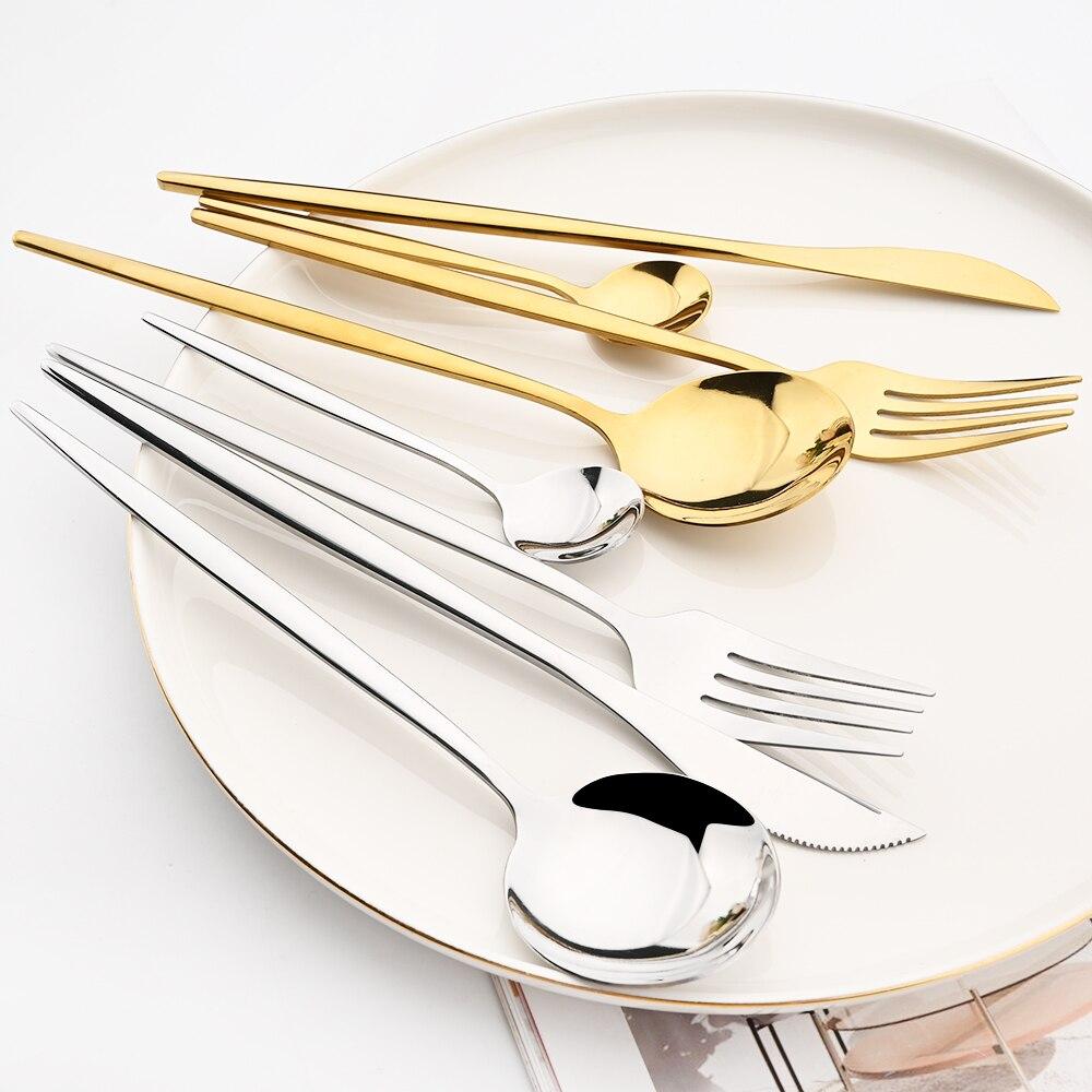 8Pcs/Set Portable Stainless Steel Dinnerware Set Travel Camping Spoon Fork Knife Chopsticks Straws Brush Tableware Flatware Set with Storage Bag