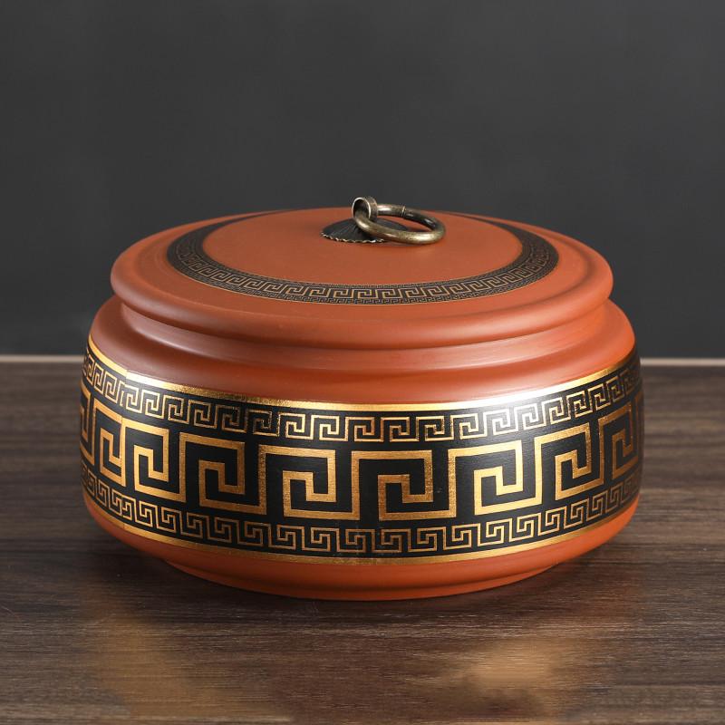 Retro fialový jílový čaj Caddy Domácí kuchyně s víkem Sklenice odolné proti vlhkosti Skladování cukrovinek Hrnec Butik Příslušenství na čajové nádobí Dózy na čaj