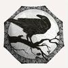 Raven on Branch: Mystical Black and White ArtworkUmbrella, Portable 3-Fold Compact Umbrella,Christmas Gift ES404