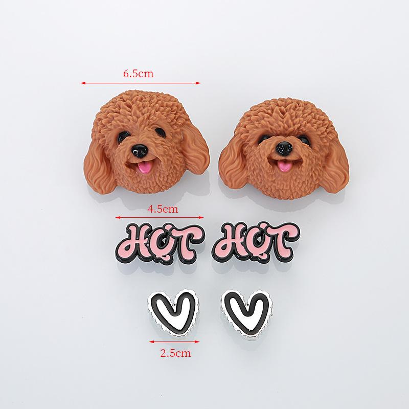 Cartoon Mini Teddy Dog Clogs Shoe Buckle Accessories Summer Fashion Heart Garden Sandals Decorations Women DIY Shoe Charms Set
