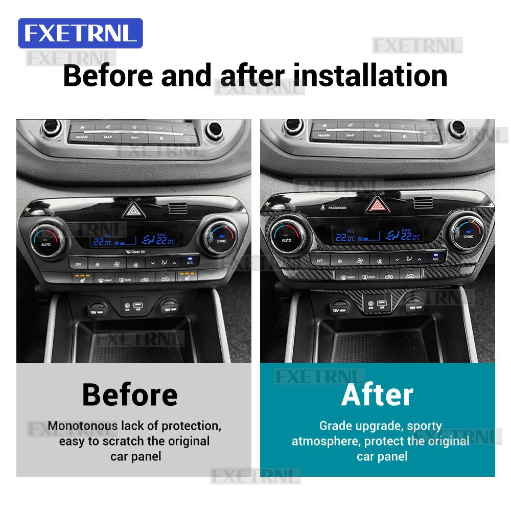 Real Soft Carbon Fiber Sticker for Hyundai Tucson TL/TLE 2015 2016 2017 2018 2019 2020 Interior Center Air Conditioning Panel