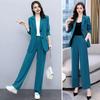 Women's Formal Coat and Pants Set with Lapel and Single Button Jacket