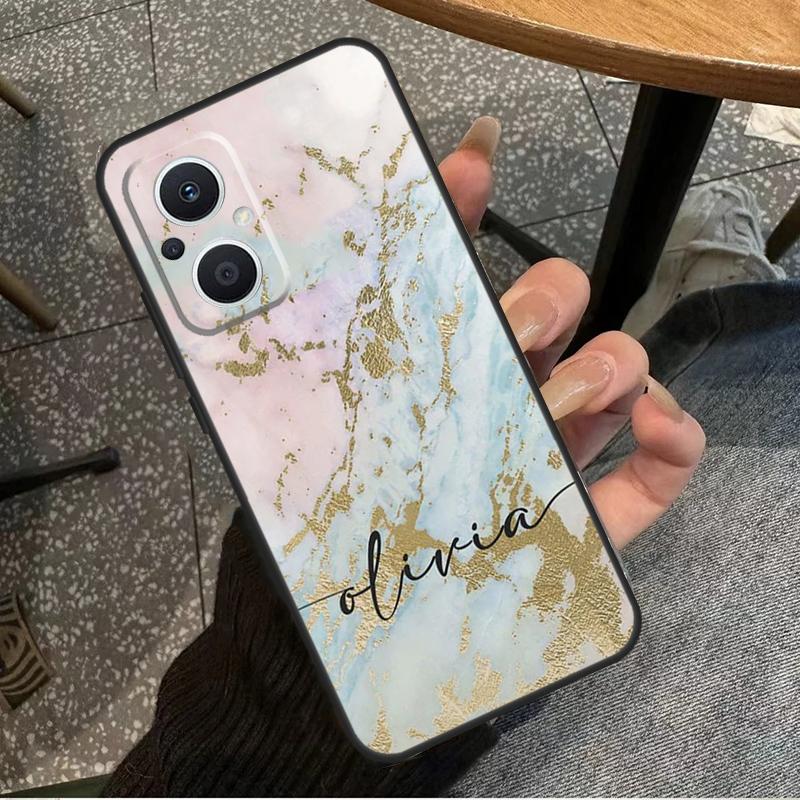 Personalisierte Marmor-Initialen-Name Hülle Für OPPO Reno 8T 2Z 4Z 5Z 10 4 5 6 7 8 Lite OPPO Find X2 X3 Neo X6 Pro X5 Lite Hülle