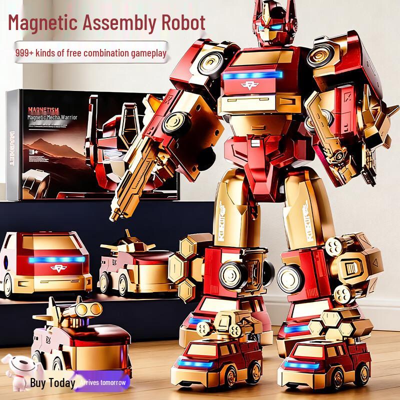 JINGDA TOYS 5-in-1 Magnetic Transforming Robot Building Blocks