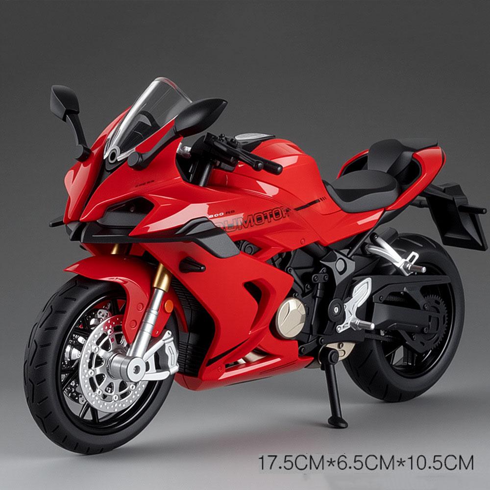 Scale 1:12 QJMOTOR 600RS Spring Breeze 250SR Toy Motorcycle Model Sound Light Supportable Tripod Models Toys Presents for Boys