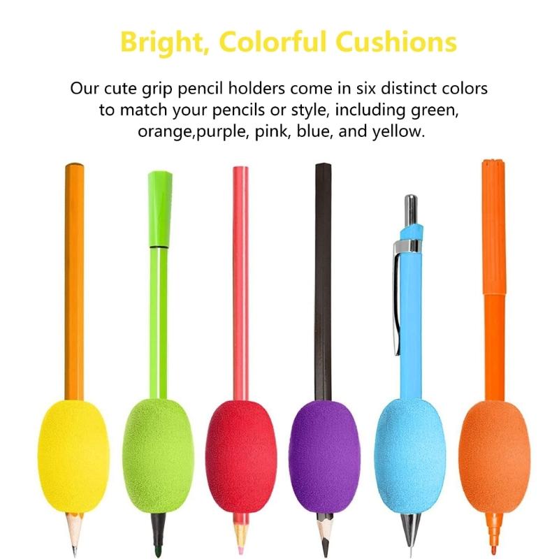 6Pcs Ergonomic Sponge Pen Grip Writing Aid Grip Foam Pencil Holder Grip for Right-Handed And Left-Handed Kid Preschooler