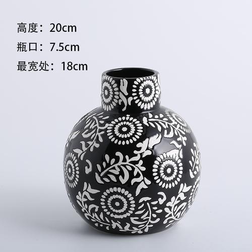 Винтажная керамическая ваза с принтом, Цветок сливы, Сухоцвет, Вода, Декоративная, Предмет интерьера, Декор комнаты