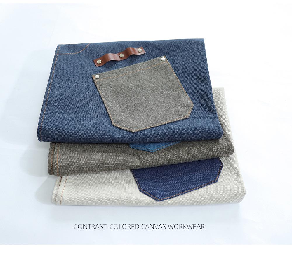 Multifunctional Color Block Canvas Apron for Barber, Barista & Baker - Custom Waist Apron