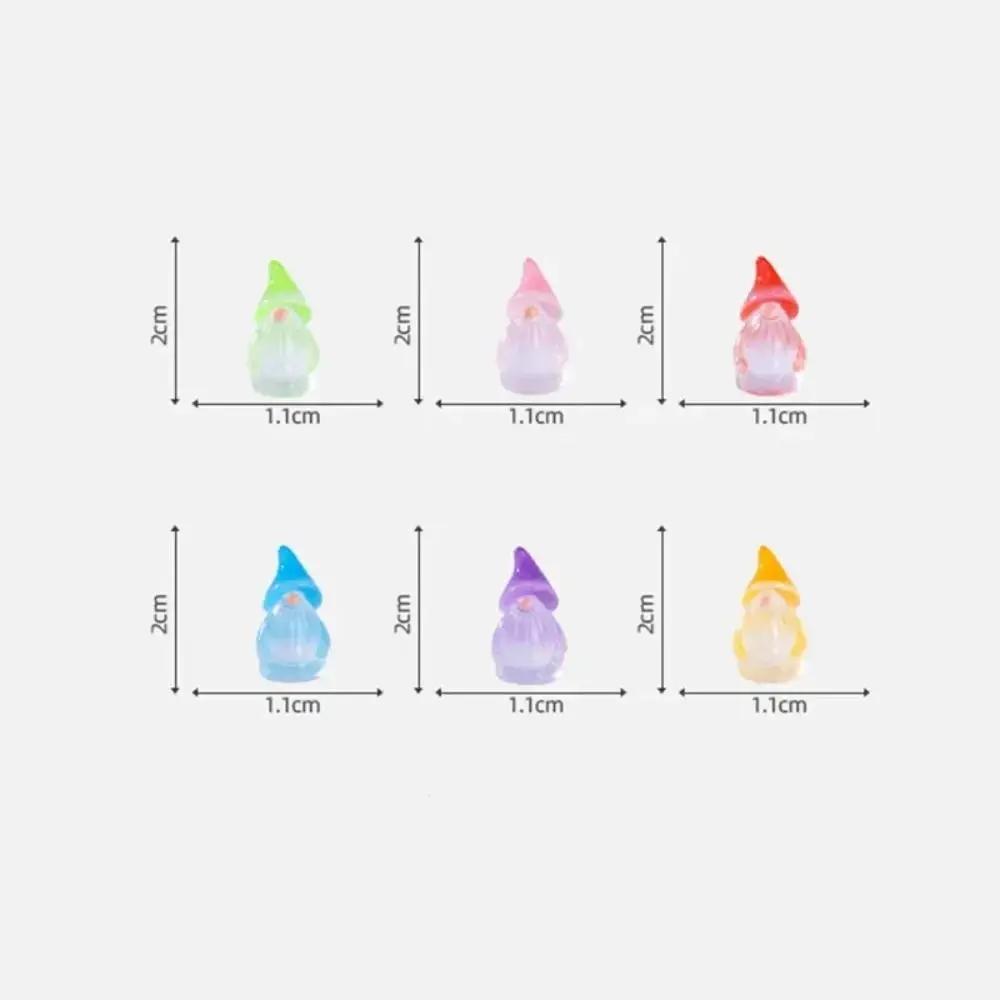 6 st Present Små Miniatyr Tomtefigurer Lyser i Mörkret Mini Resin Tomtar Trädgårdstomtar Landskapsdekor