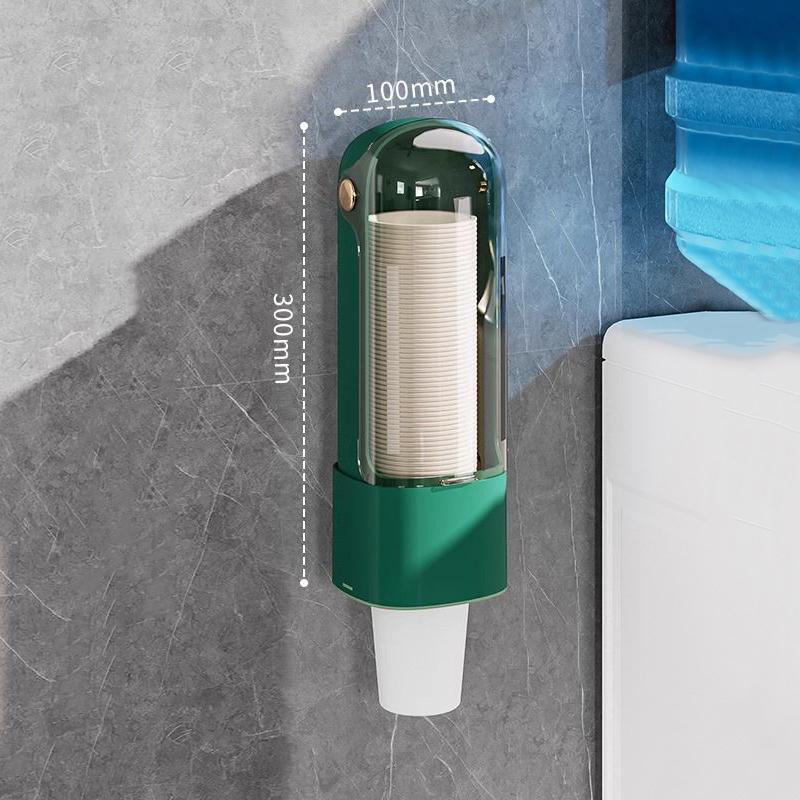 wall-mounted no-drill disposable cup dispenser household paper cup holder dustproof cup storage rack
