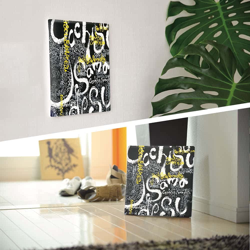 Art Deli Black Japanese Fabric Wall Art Panel, 57 x 57 cm