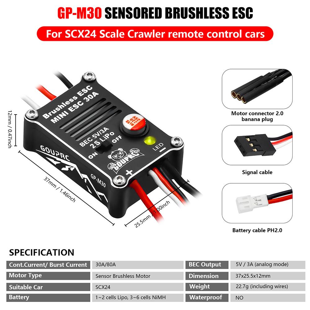 2204 2400KV Brushless Outrunner Motor W/ Transmission and 30A ESC for 1/24 RC Crawler Axial SCX24 Upgrade