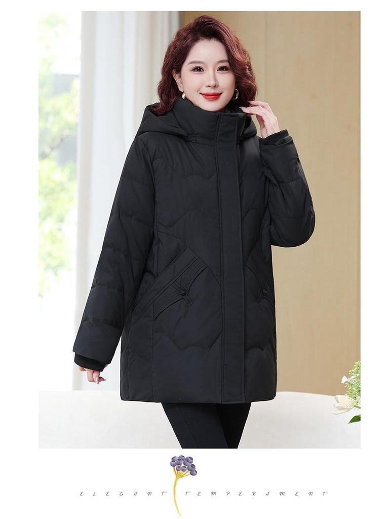 Plus Size Winter Cotton Jacket - Loose, Warm Outerwear for Middle-aged and Elderly Moms
