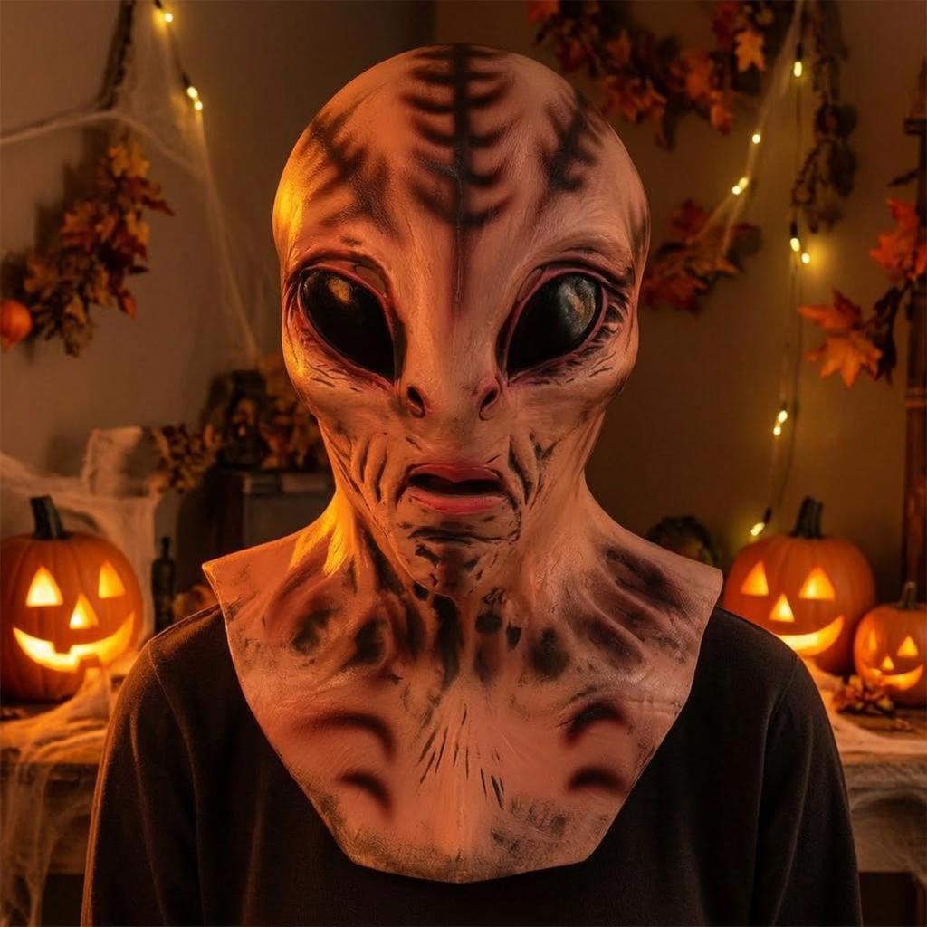 Alien Authentic Full Headgear Latex Scary Makeup Prop Costume Accessory suitable for Horror Show