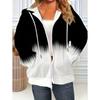 Woman Sweatshirts Simple Gradient Print Long Sleeves Zip Hoodie Autumn Casual Drawstring Design Fashion Women's Hoodie