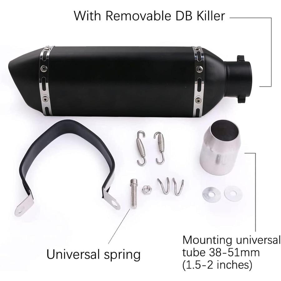 Exhaust Muffler 1.52 Inch Inlet with Removable DB Killer for Street and Sport Motorcycles and Scooters Featuring 3851mm Diamete
