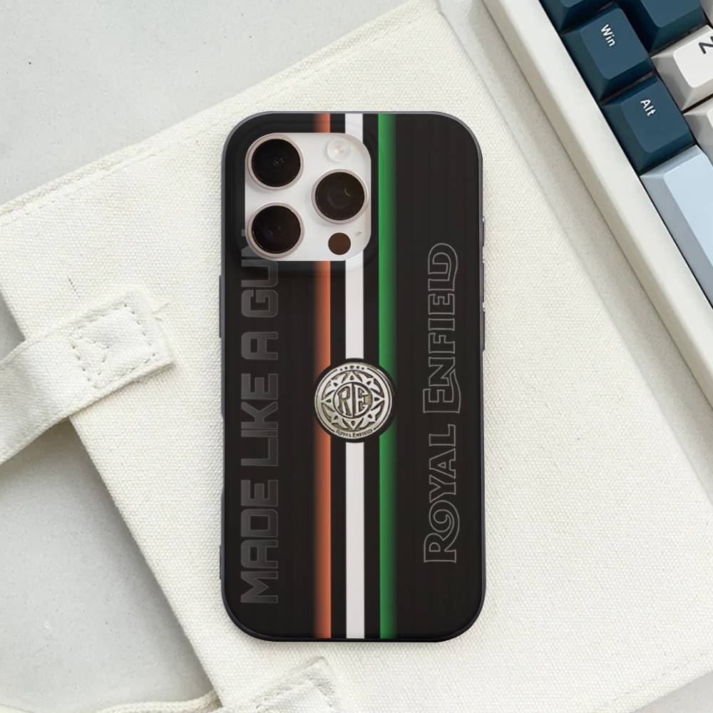 R-ROYALS E-ENFIELDS Logo Stripe Corrugated Shockprof Phone Case For IPhone 17 16 15 14 13 12 11 Pro Max Plus Pro Cover
