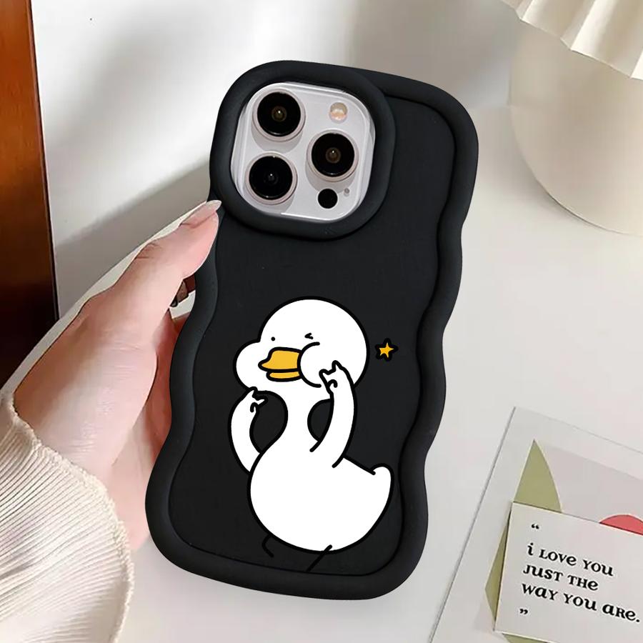 Cartoon-Enten-Hülle für iPhone 14 15 Plus XR 16 Pro Max 12 8 11 17 Air 13 Weiche Handyhülle