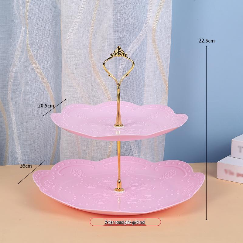 Trzypoziomowy europejski stojak na ciasto do popołudniowej herbaty - Kreatywna wielowarstwowa plastikowa taca na desery i talerz na owoce