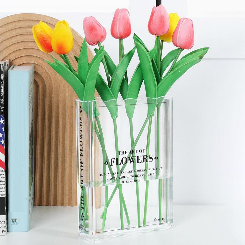 Book Vase For Flowers Transparent Acrylic Vases Decorative Hydroponic Plant Vase Creative For The Wall Glass Dining Room Kitchen