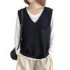 Spring and Autumn Women's Solid Color V-neck Artistic Knitted Vest Plus Size Sweater Vest