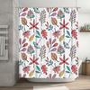 Hand Drawn Leaf Shower Curtain Multicolored Leaves Pattern Bath Decoration Waterproof Printed Fabric Bathroom Decorations White/