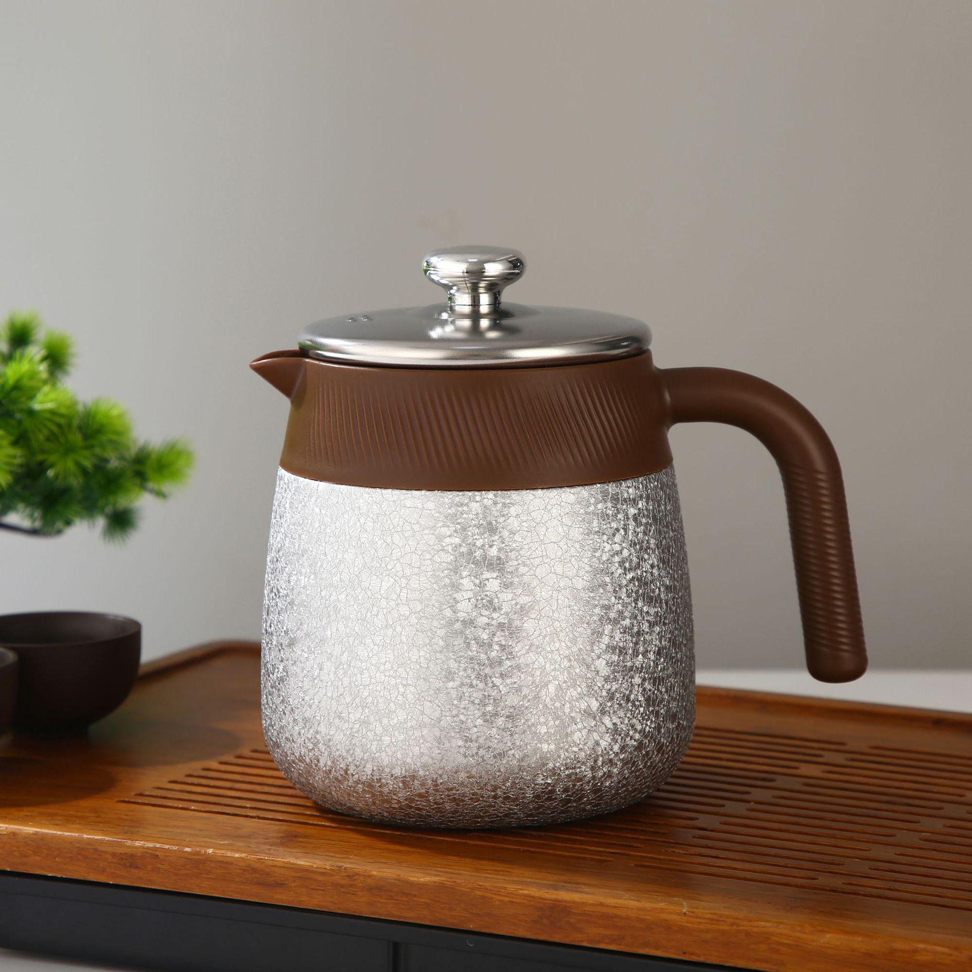 

Retro Titanium-Coated Large Capacity Stewing Teapot with Water Separation & Portable Handle for Home Use 700ml