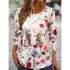 Vintage Leaves Floral 3D Print O-Neck Long Sleeve T-Shirts Fashion Casual Clothes Harajuku Women's T-shirts
