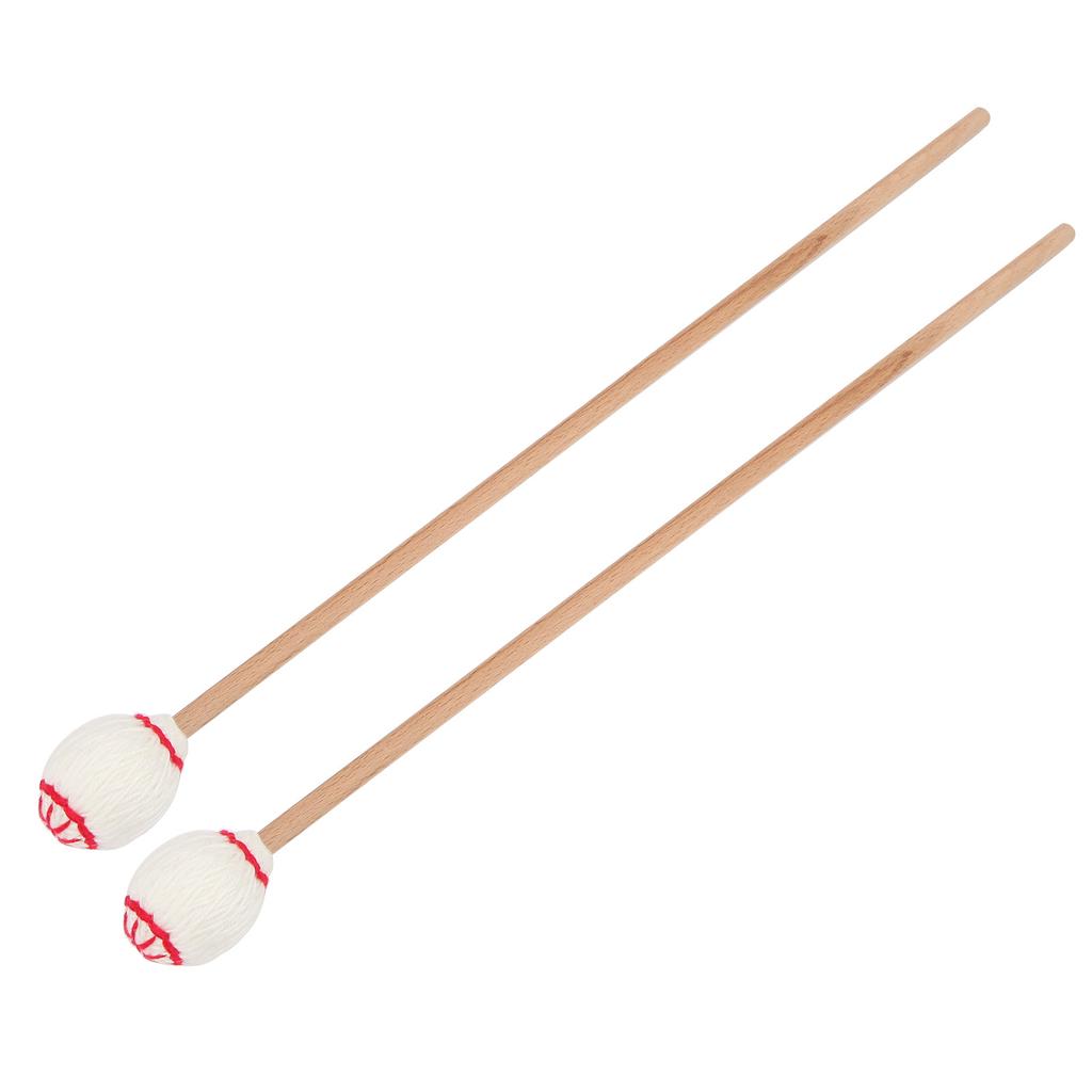 1 Pair Marimba Mallets Portable Maple Handle Wool Ball Sticks Percussion Playing AccessoriesWhite Ball