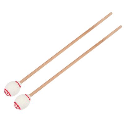 1 Paar Marimba Schlägel Tragbarer Ahornstiel Wollkugel Sticks Perkussion SpielzubehörWeiß