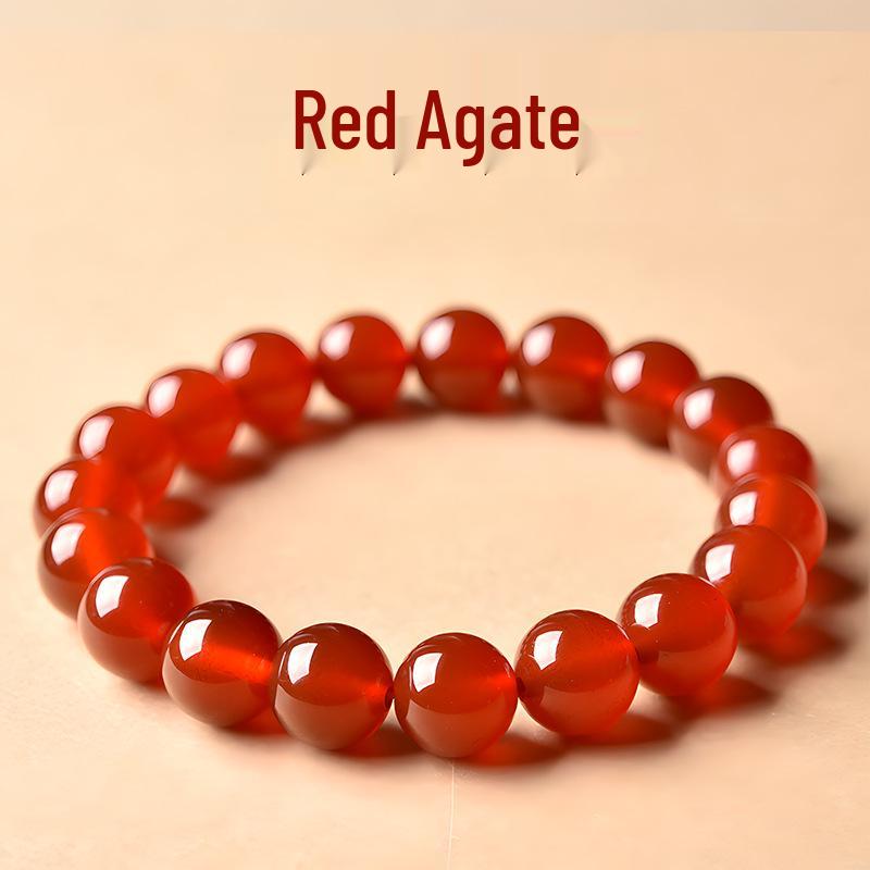 Natural Red Agate Chalcedony Bracelet with Lucky Buddhist Beads for Men and Women