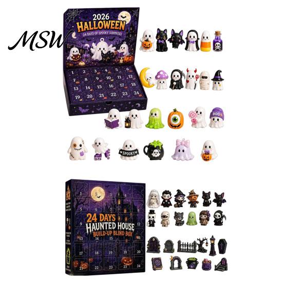 Halloween-Mitgebsel für Kinder Adventskalender 2026, 24 Tage Countdown mit sicheren Spielzeugen Kinder Sammler Mini-Figuren, Gruselige Puppenfiguren Kinder,