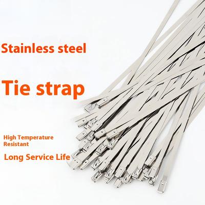 201 Stainless Steel Cable Tie Self-locking Metal Cable Tie Cable Strapping 4.6*200 Cable Tie Steel Strap
