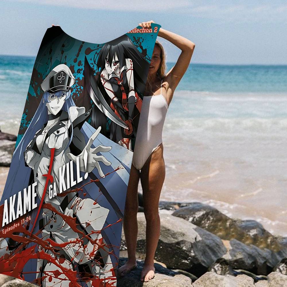 

Classic A-Akame Ga Kill Zero Anime Microfiber Printed Beach Towel Mountain Climbing Yoga Beach Swimming Absorbent Soft Towel W40*H60(CM)