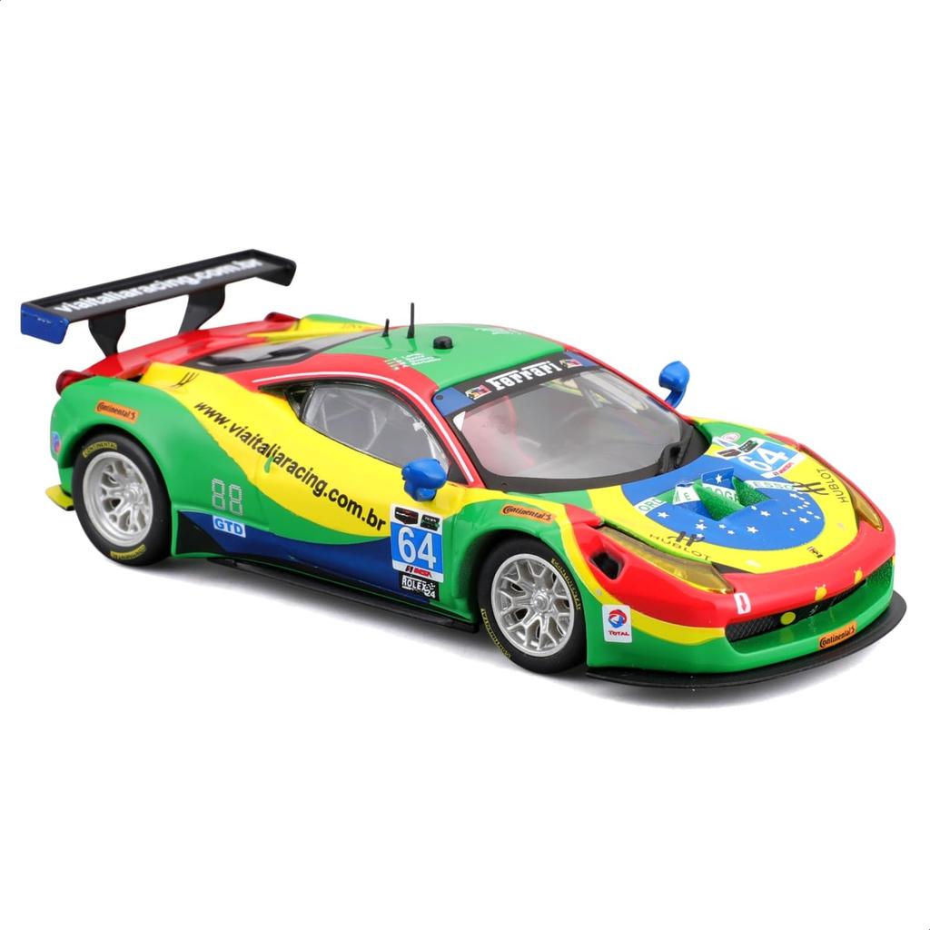 Bburago Scale Ferrari 458 Italia GT3 2015 Green Race Sports Car Diecast Model Car Finished Product 1/43 #64 / 18-36305