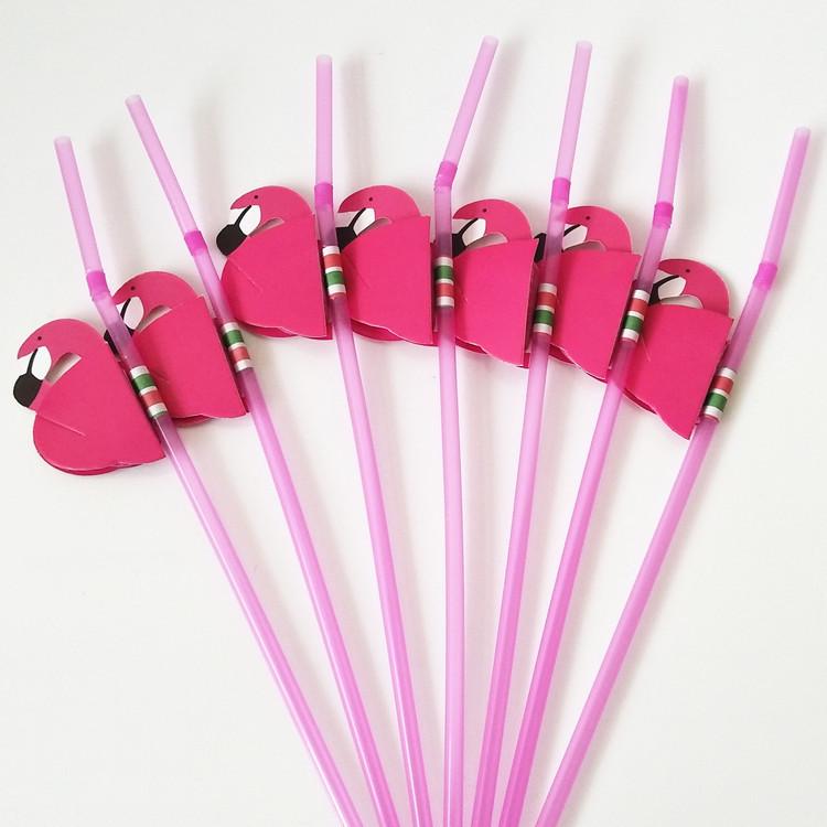 Flamingo Straws - Pink Party Decorations for Drinks and Photo Props